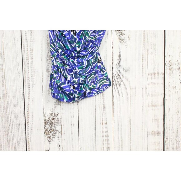 LL Bean Mix and Match Swimwear Squareneck Tankini Blue Print Size 4 - Picture 3 of 8